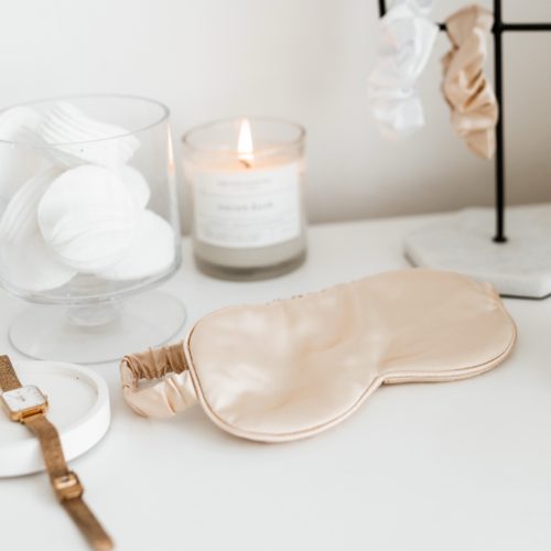 Champagne Pink Satin Eye Mask